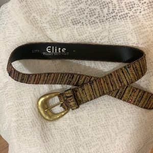 Vintage Elite Sz M gold and multicolored belt